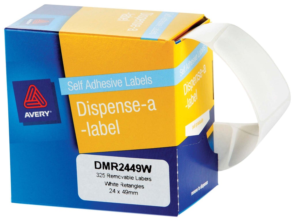 Label White 24x49mm 325 per Box Removable